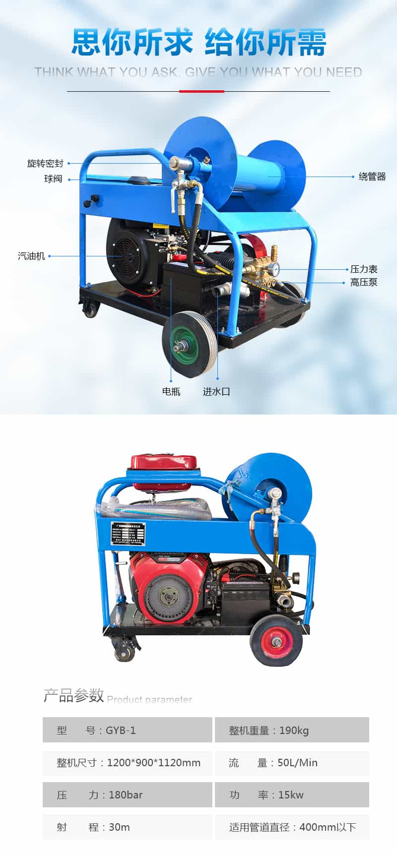 七五型管道疏通机技术参数